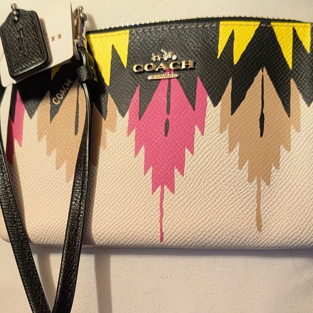 Coach x Coachella Black, Yellow, Pink, and Tan Wristlet Brand New W/Tags